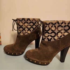 Coach Signature Suede Boots